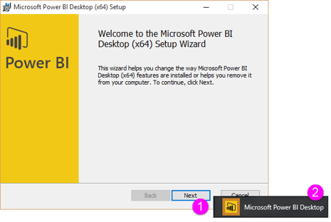 Power BI Desktop x64 Setup screen