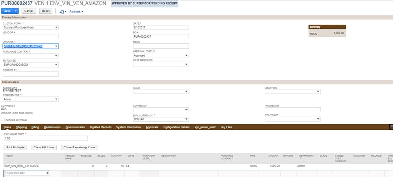 Editing NetSuite purchase orders