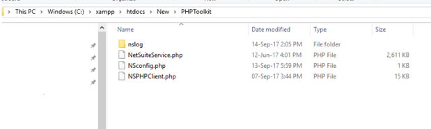 Create empty folder inside PHPtoolkit folder