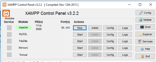 Starting Apache Server from Xampp