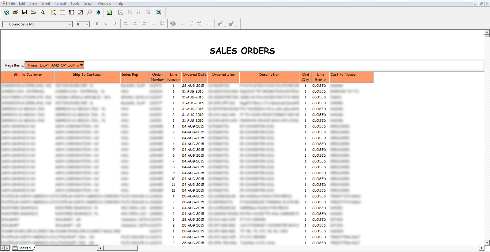 oracle discoverer sales order report